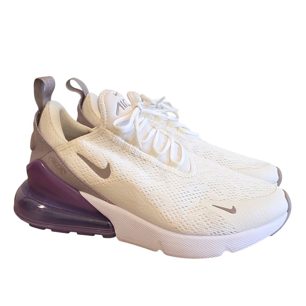 Nike Air Max 270 Womens Size 7 Sail Space Purple Lilac Violet White Sneakers
